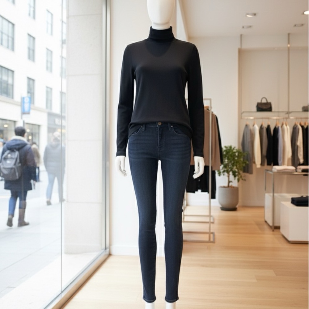 Liz Claiborne Black Long Sleeve Turtleneck Top - Picture 3 of 4